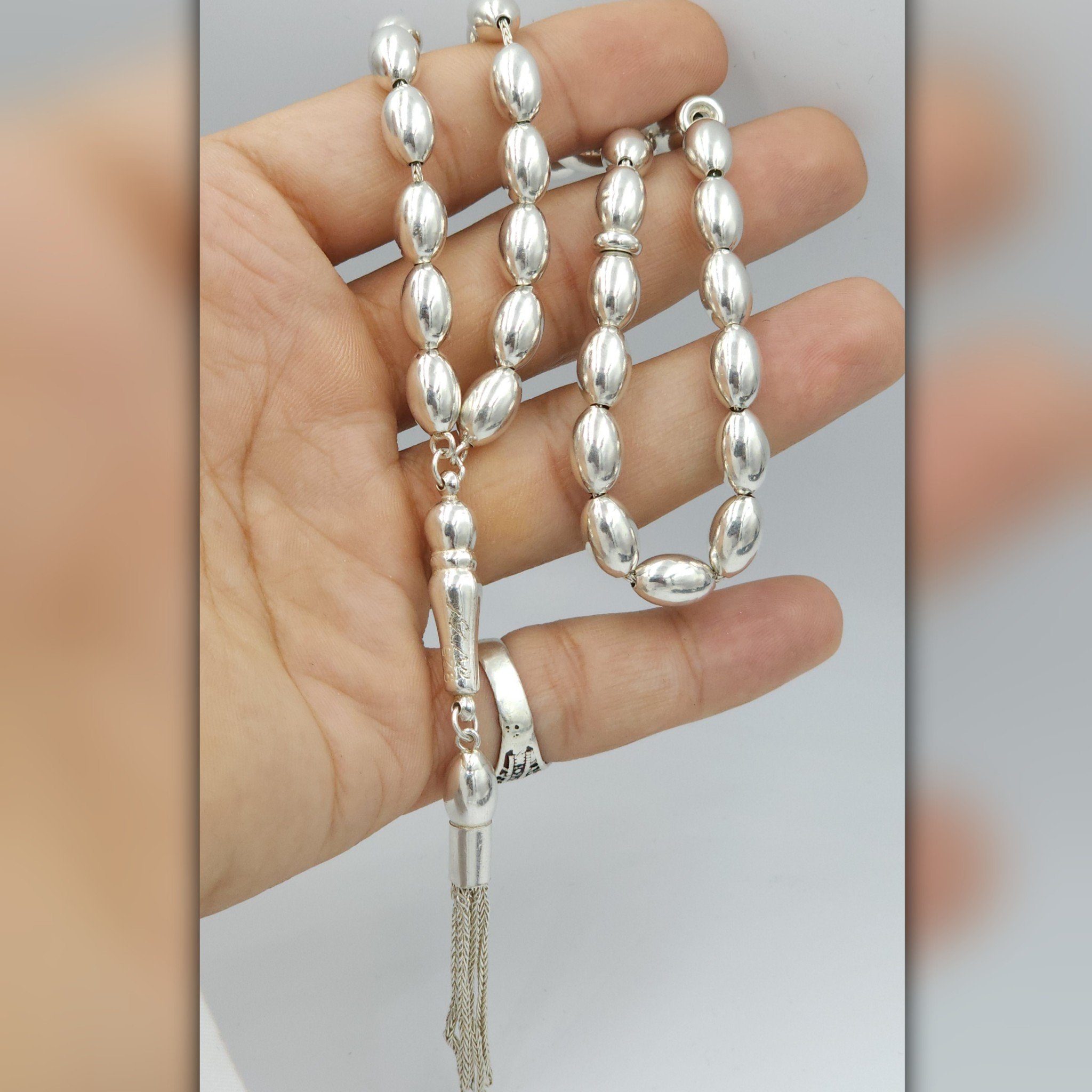 ✨️ ماشاء الله سبحة فضة صافي حتى الخيط فضة